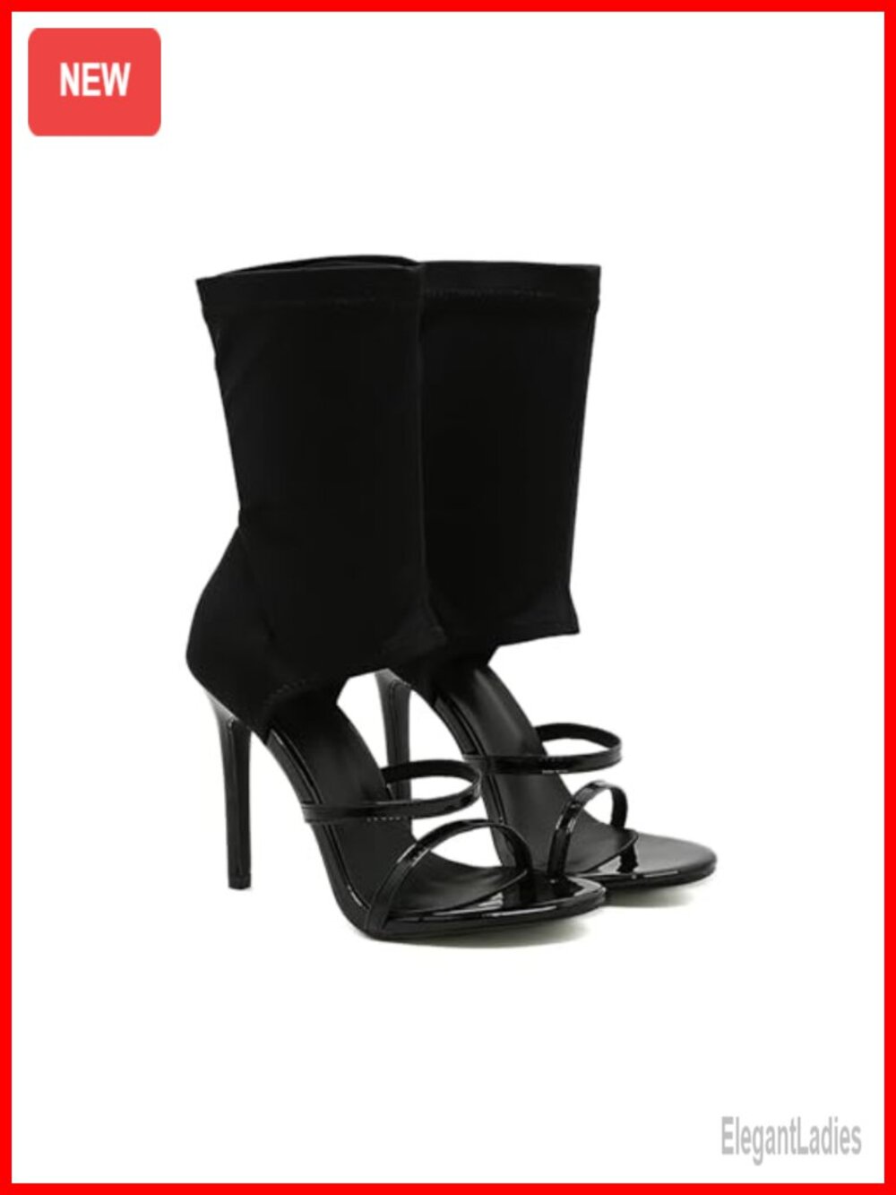 High Top Stiletto Gladiator Sandals Sexy Open Toe Stretchy Cloth Heels